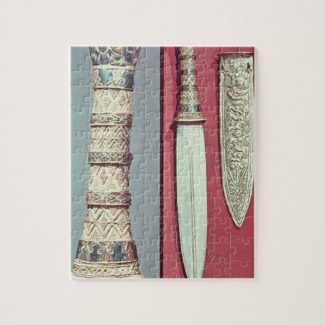 Gold dagger and sheath, Tutankhamun treasure, c.13 Jigsaw Puzzle (Vertical)
