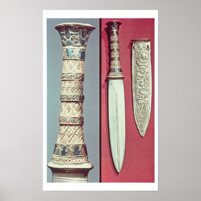 Gold dagger and sheath, Tutankhamun treasure, c.13 Poster (Front)