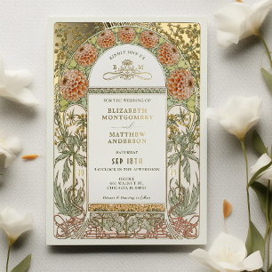 Gold Dahlia Vintage Wedding Art Nouveau