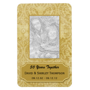 Gold Damask 50th Anniversary Photo Magnet