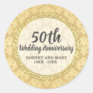 Gold Damask 50th Wedding Anniversary Envelope Seal
