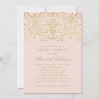 Gold Damask Blush Pink Wedding Bridal Shower