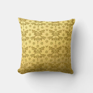 Gold Damask Faux Gold Foil Throw Pillow