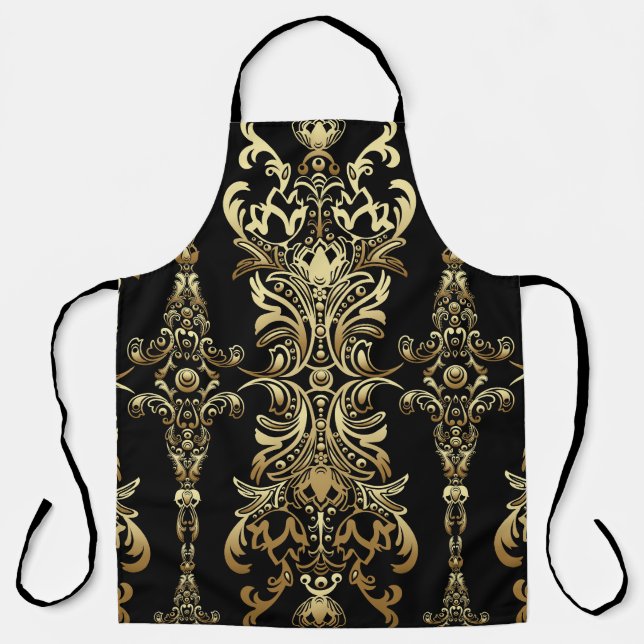 Gold Damask, Floral Arabesque Pattern. Apron (Front)