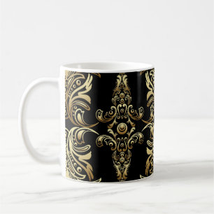 Gold Damask, Floral Arabesque Pattern. Coffee Mug