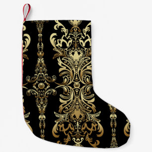 Gold Damask, Floral Arabesque Pattern. Small Christmas Stocking