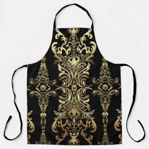 Gold damask floral seamless pattern with arabesque apron