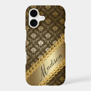 Gold Damask Girly Shiny Elegant Personalise Name