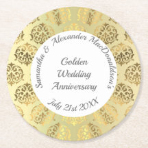 Gold damask golden wedding anniversary