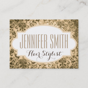 Gold Damask Hairdresser Salon Appointment Card