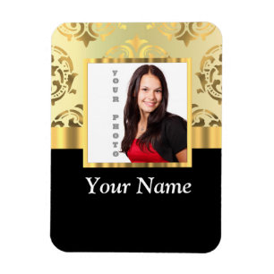 Gold damask instagram photo template magnet