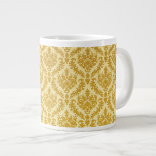 Gold damask large coffee mug