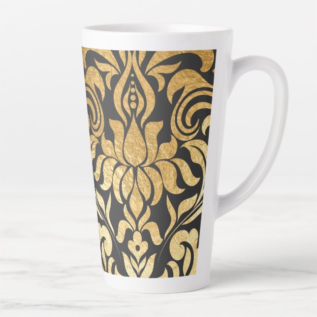 Gold Damask (matching journal available) Latte Mug (Right)