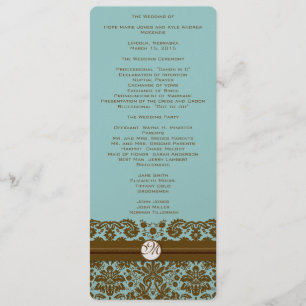 Gold Damask Monogram Wedding Program