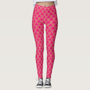 Gold Damask on Pink Leggings - Easter Yoga Pants