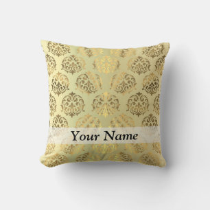 Gold damask pattern cushion