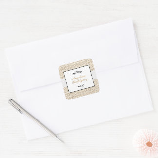 Gold Damask Pattern Graduation Square Sticker