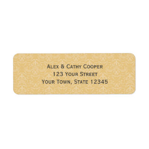 Gold Damask Pattern Return Address Label