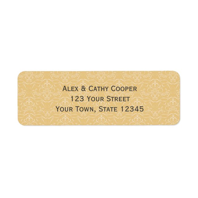 Gold Damask Pattern Return Address Label (Front)