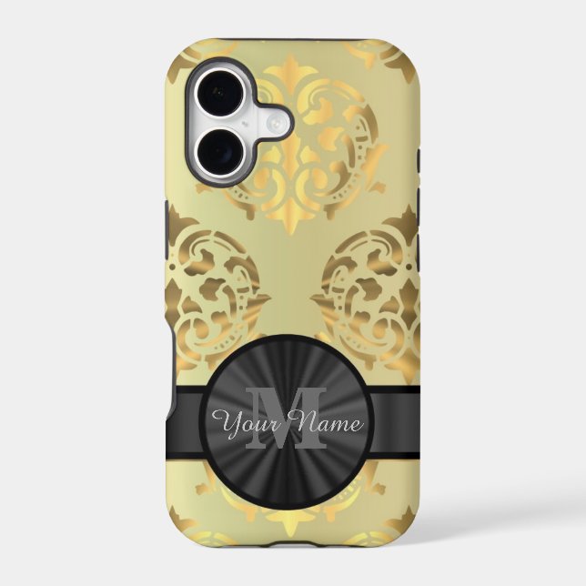 Gold damask personalised monogram (Back)