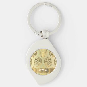 Gold damask personalised mother key ring