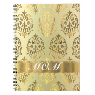 Gold damask personalised mother notebook