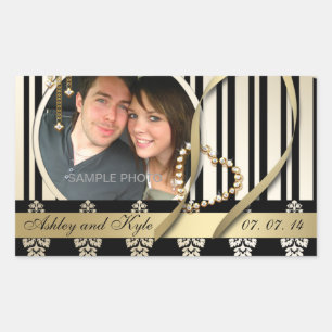 Gold Damask Photo Names Save the Date Labels