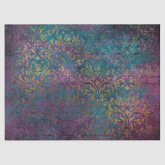 Gold Damask Purple Pink Teal Decoupage Tissue Paper