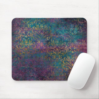 Gold Damask Purple Pink Teal Mouse Pad