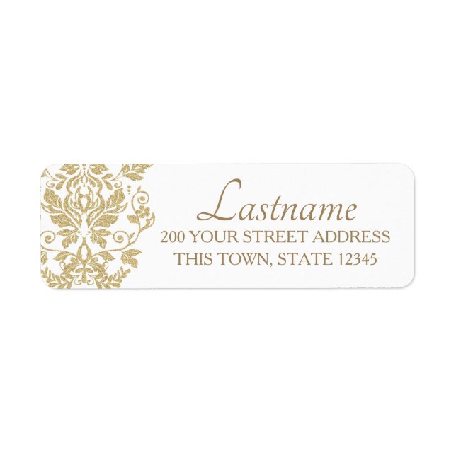 Gold Damask Return Address Label (Front)