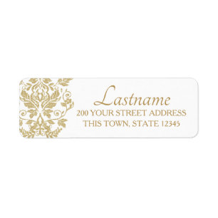 Gold Damask Return Address Label