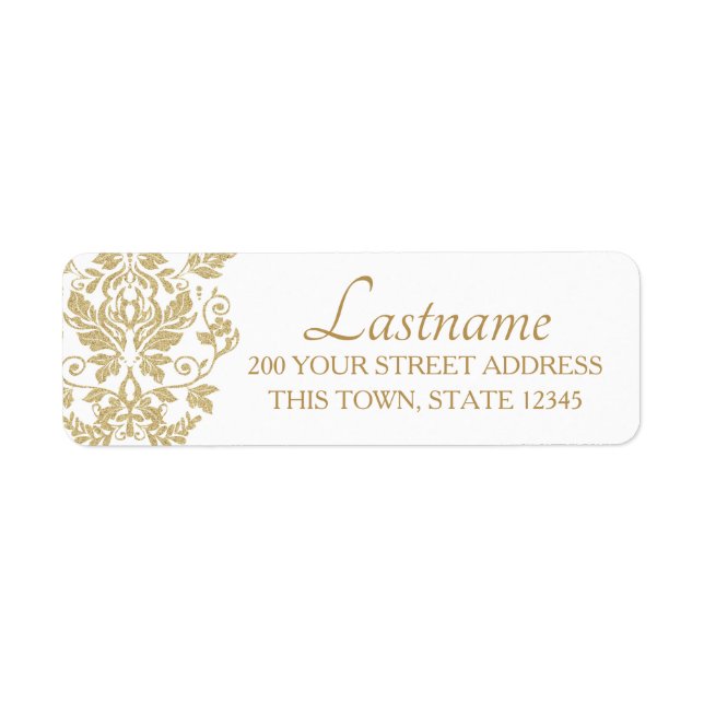 Gold Damask Return Address Label (Front)