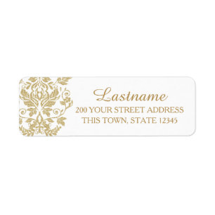 Gold Damask Return Address Label
