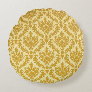 Gold damask round cushion