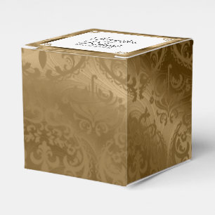 Gold Damask Silk Posh Wedding Favour Box