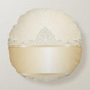 Gold,damask,silver,champagne,elegant,chic,pretty, Round Cushion