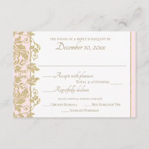 Gold Damask Vine Floral Pink and Gold Response