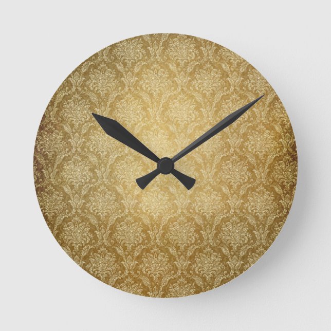 Gold Damask Wall Clock (Front)