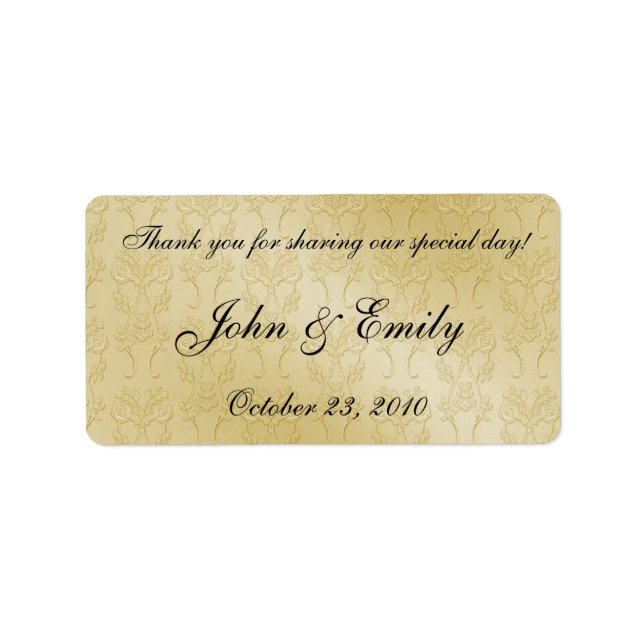 Gold Damask Wedding Favour Labels (Front)
