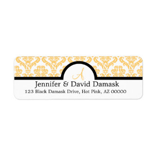Gold Damask Wedding Monogram Labels {not metallic}