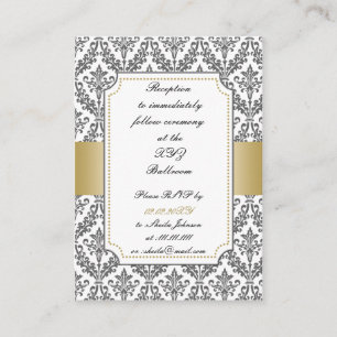 gold damask wedding Reception   Cards