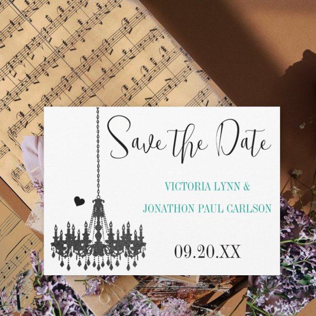 Gold Damask Your Photo on back Chandelier Wedding Save The Date (Creator Uploaded)