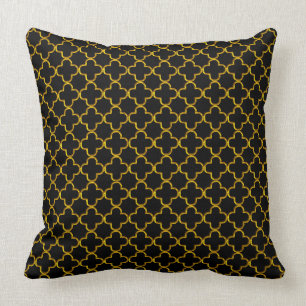 Gold Damasks On Black #2 Cushion