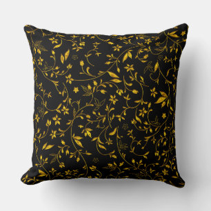 Gold Damasks On Black Cushion