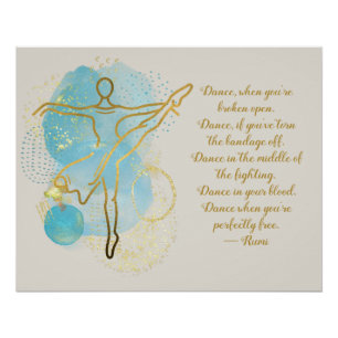 Gold Dancer Line Art Rumi Quote Poster