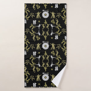 Gold Dancer Patterned Home Decor Bath Towel