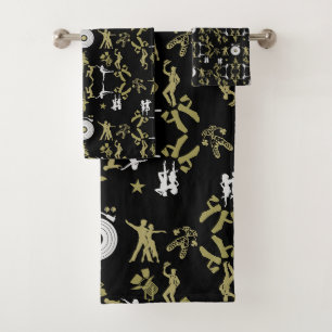 Gold Dancer Patterned Home Decor Bath Towel Set