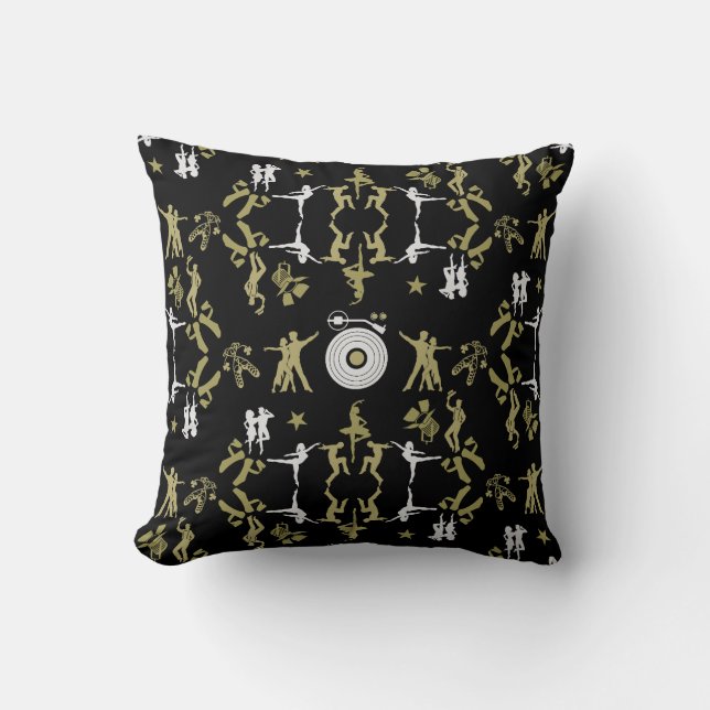 Gold Dancer Patterned Home Decor Cushion (Front)