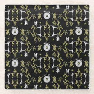 Gold Dancer Patterned Home Decor Glass Coaster