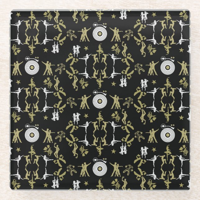 Gold Dancer Patterned Home Decor Glass Coaster (Front)
